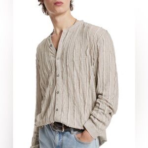 ($328) NWOT John Varvatos Collection Pintuck Band Collar (Size: L / Color: Grey)